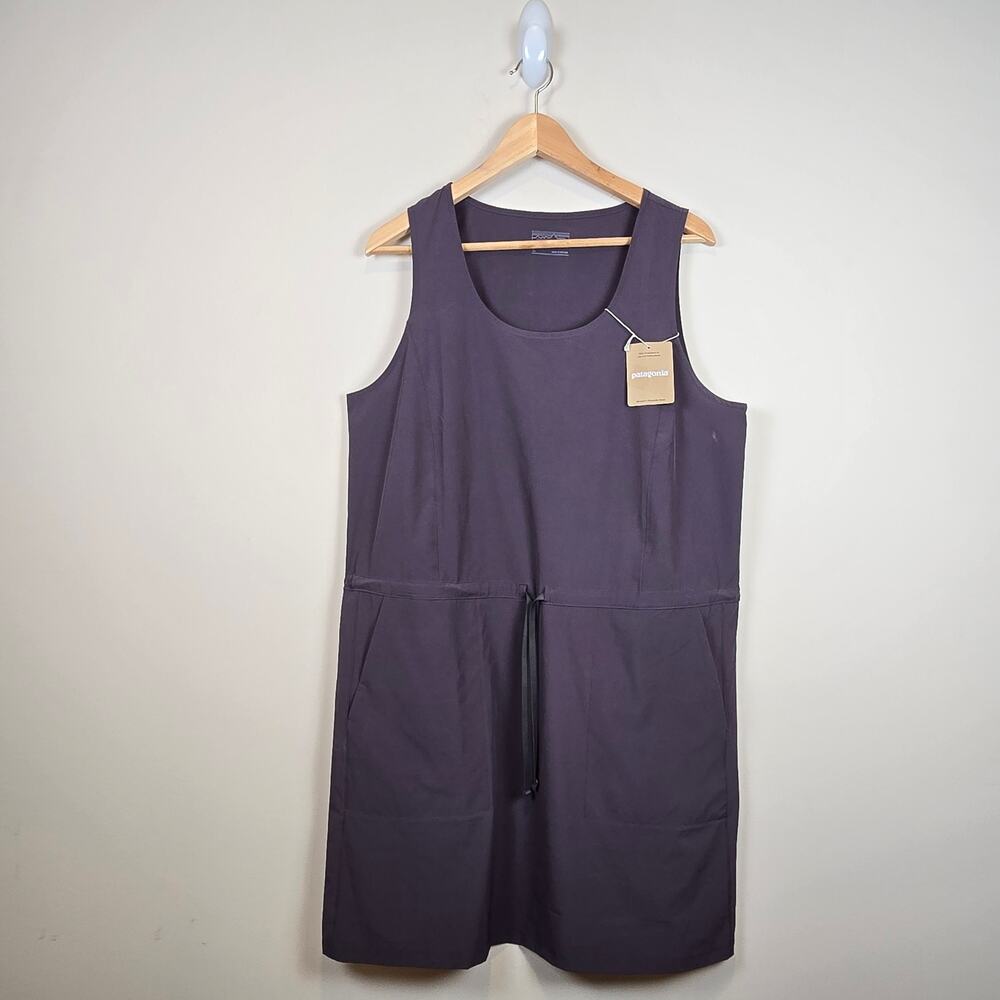 Patagonia Womens Fleetwith Dress Size L Ink Black Drawstring Waist 58336